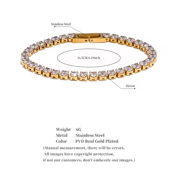 Wholesale ZIRCON Gold Tennis Bracelet - Picture 4 of 14